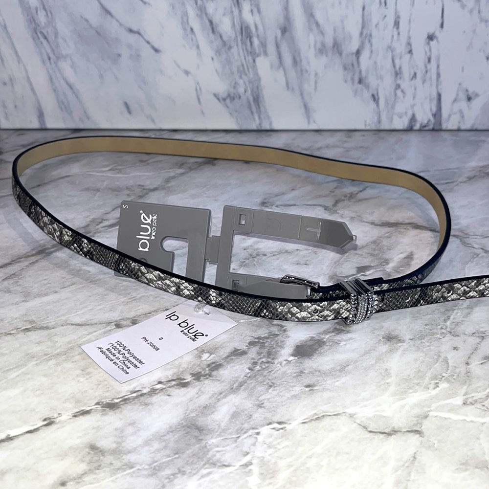 NEW LP Blue skinny snake print belt S